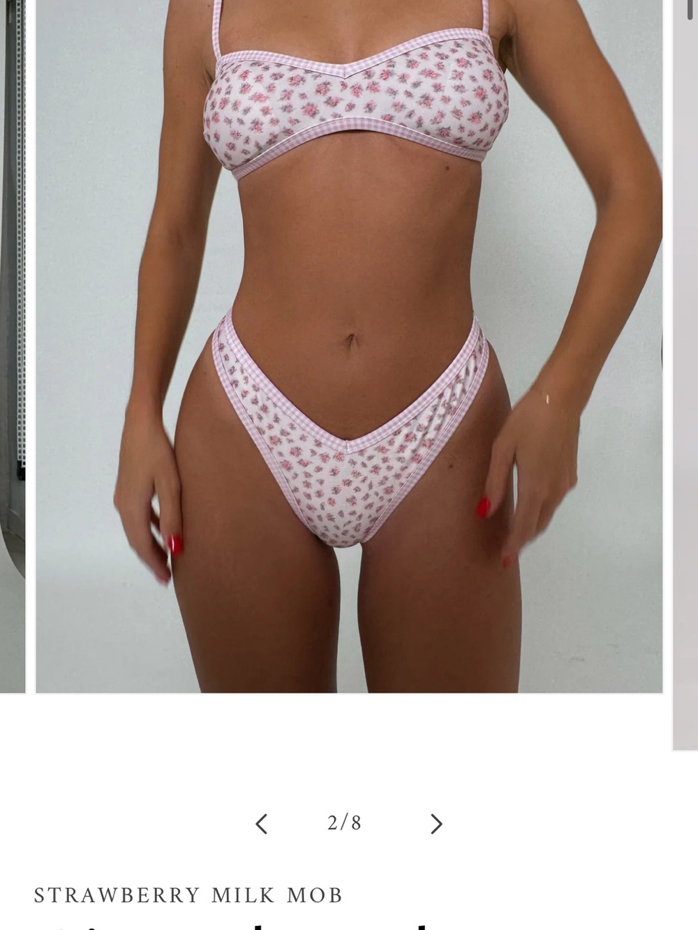 Pink Floral Bikini Set - Light Pink with Tiny Rose Print